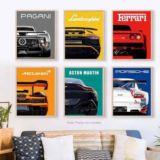 Car and sports car art print poster