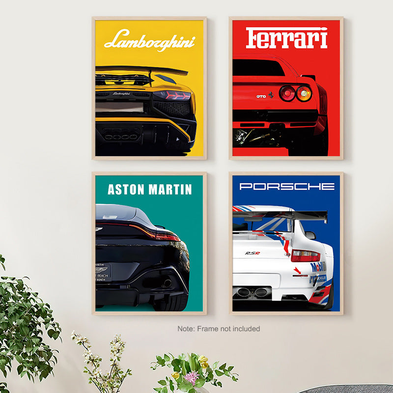 Car and sports car art print poster