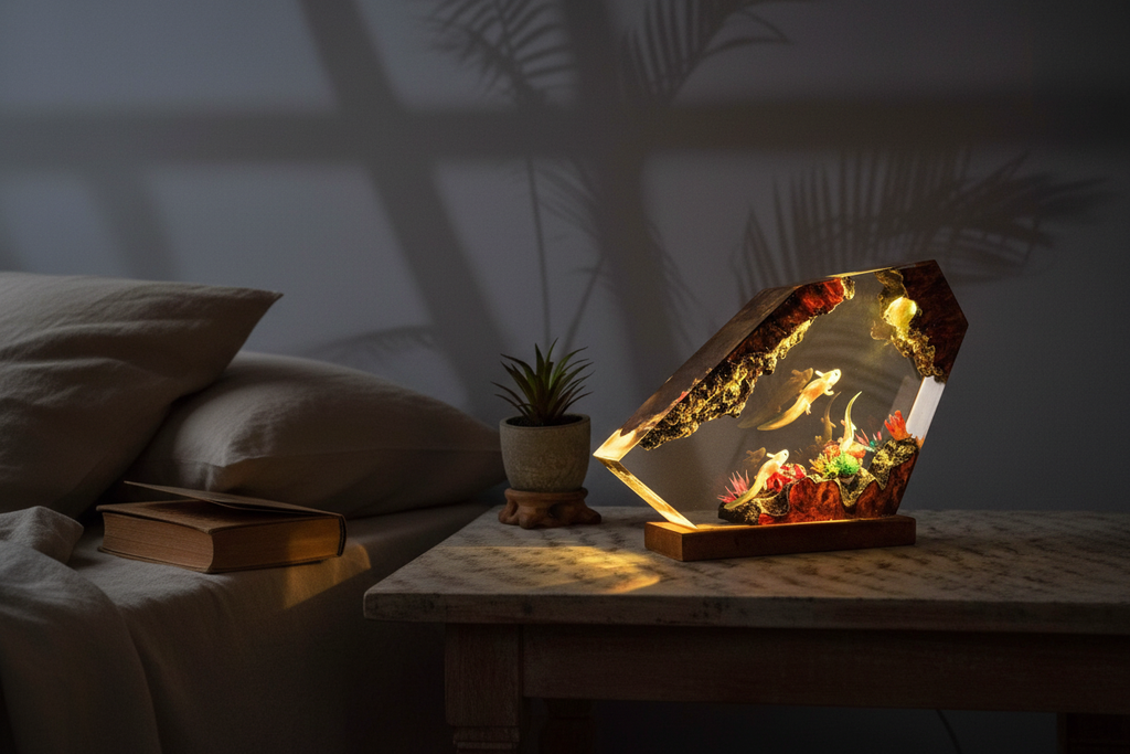 Mexican Salamander Resin Art Lamp – Warm Light bedroom lifestyle